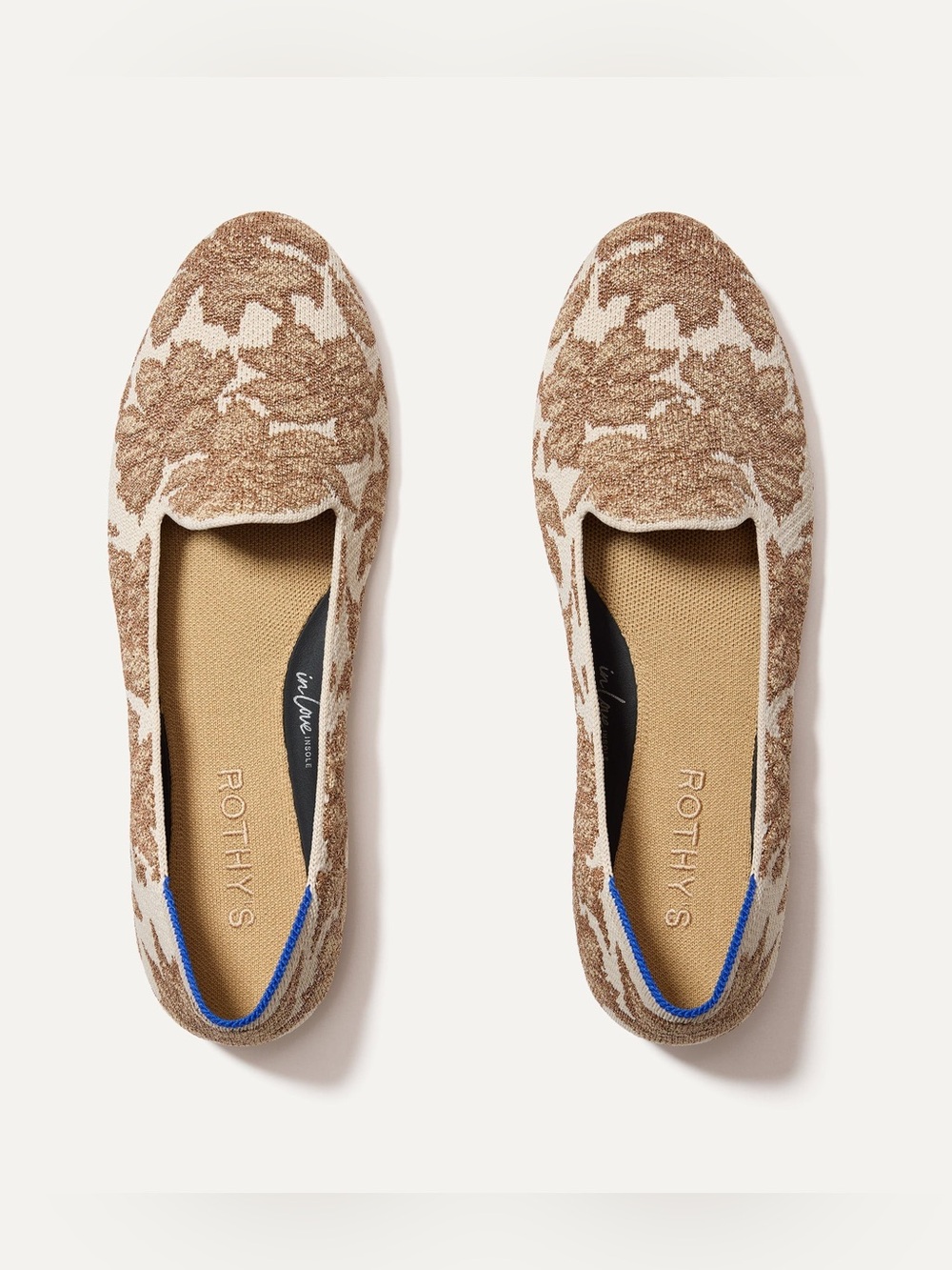 Rothy’s Gold Chantilly Lounge Loafer Metallic Floral Knit Size 12.5